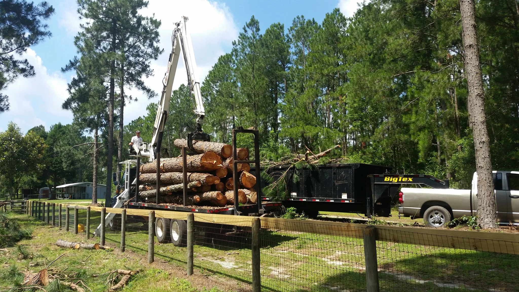 Removing logs from property on trailers.