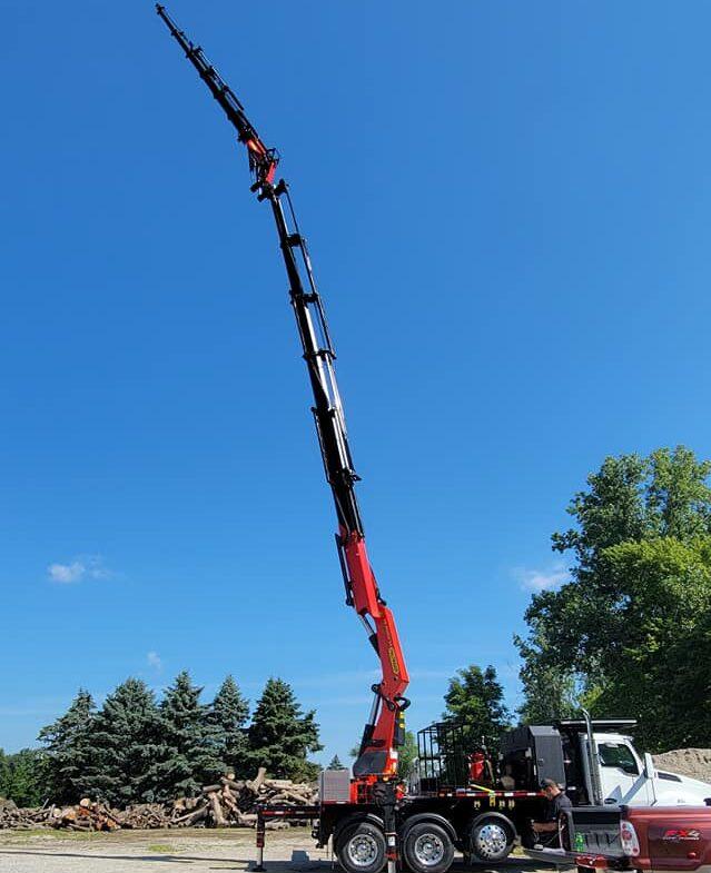 Crane extended tall for display